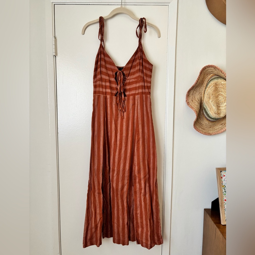 Storia Rust and White Striped Maxi Sun Dress